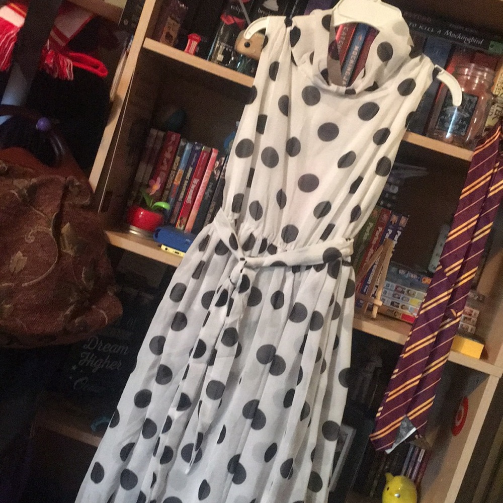 50’s styled black & white polka dot dress
